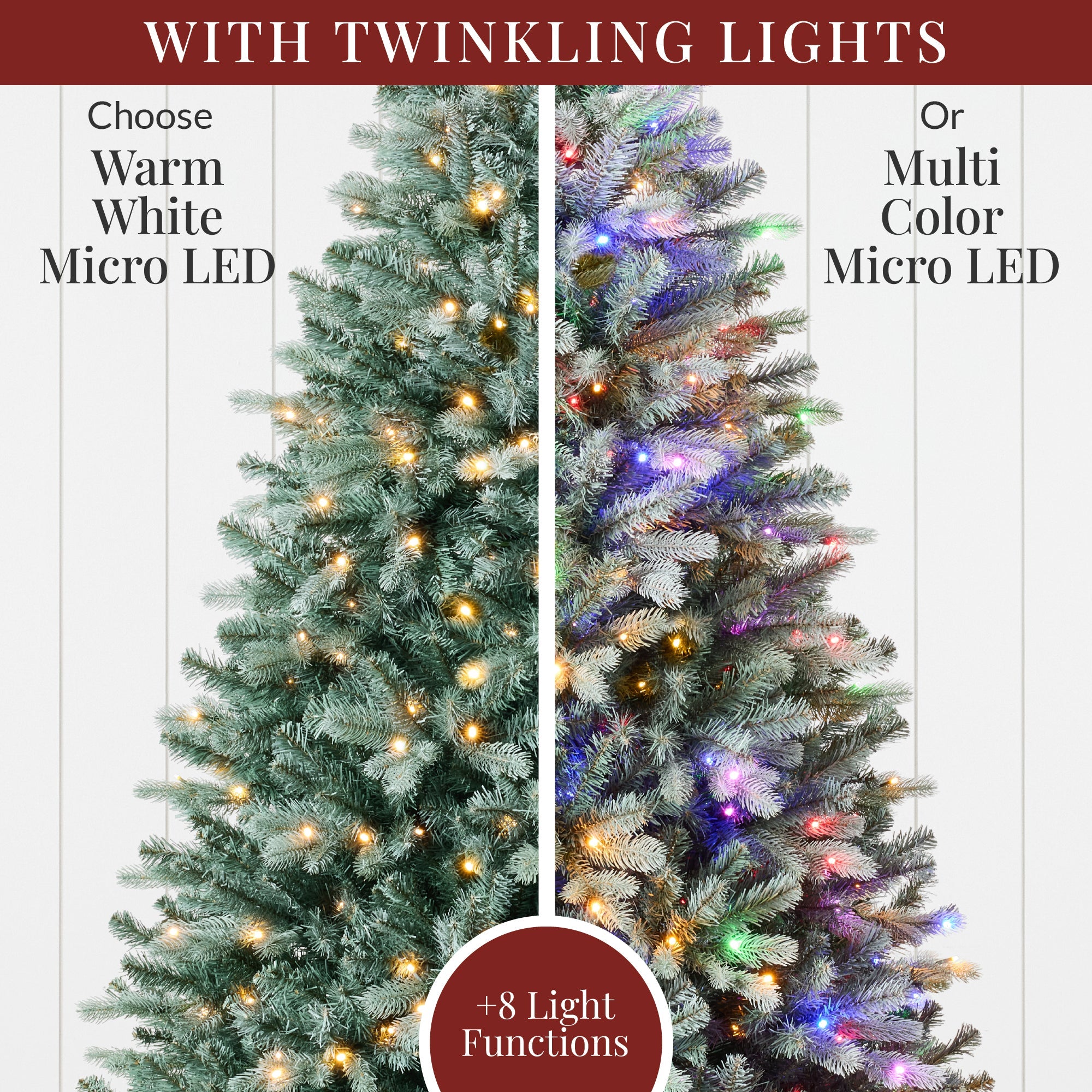 Pre-Lit Artificial Blue Spruce Christmas Tree w/ Twinkling 2-in-1 LEDs