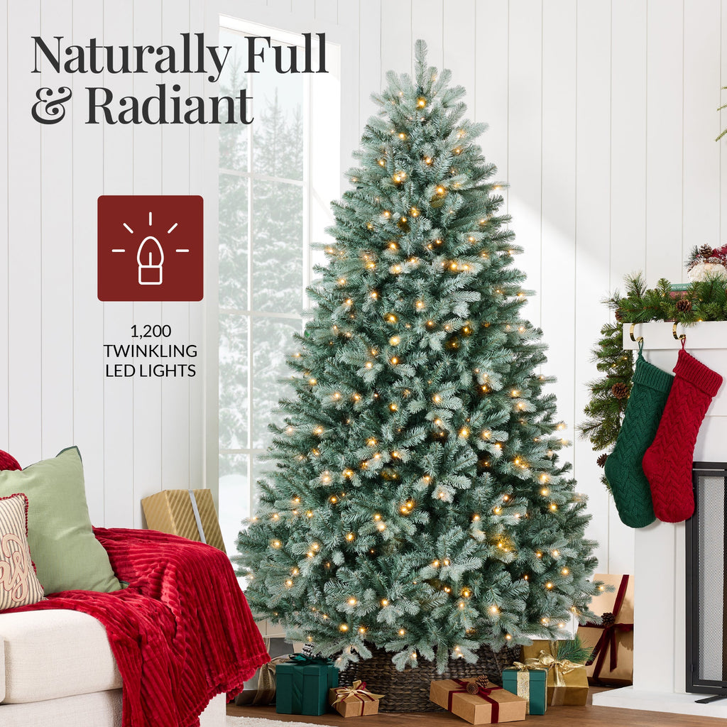 Pre-Lit Artificial Blue Spruce Christmas Tree w/ Twinkling 2-in-1 LEDs