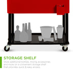 Portable Rolling Cooler Cart w/ Bottle Opener Catch Tray - 80qt
