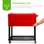 Portable Rolling Cooler Cart w/ Bottle Opener Catch Tray - 80qt