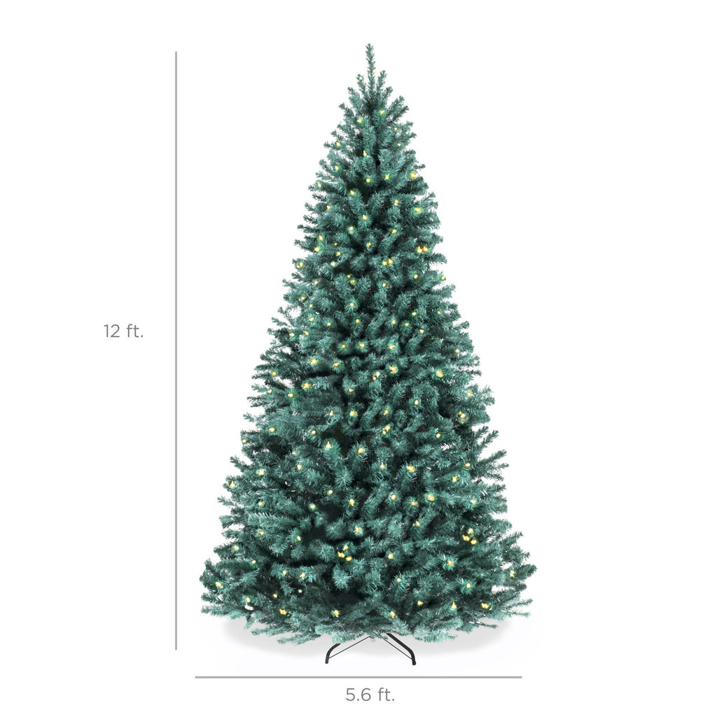 Pre-Lit Artificial Blue Spruce Christmas Tree w/Easy Assembly