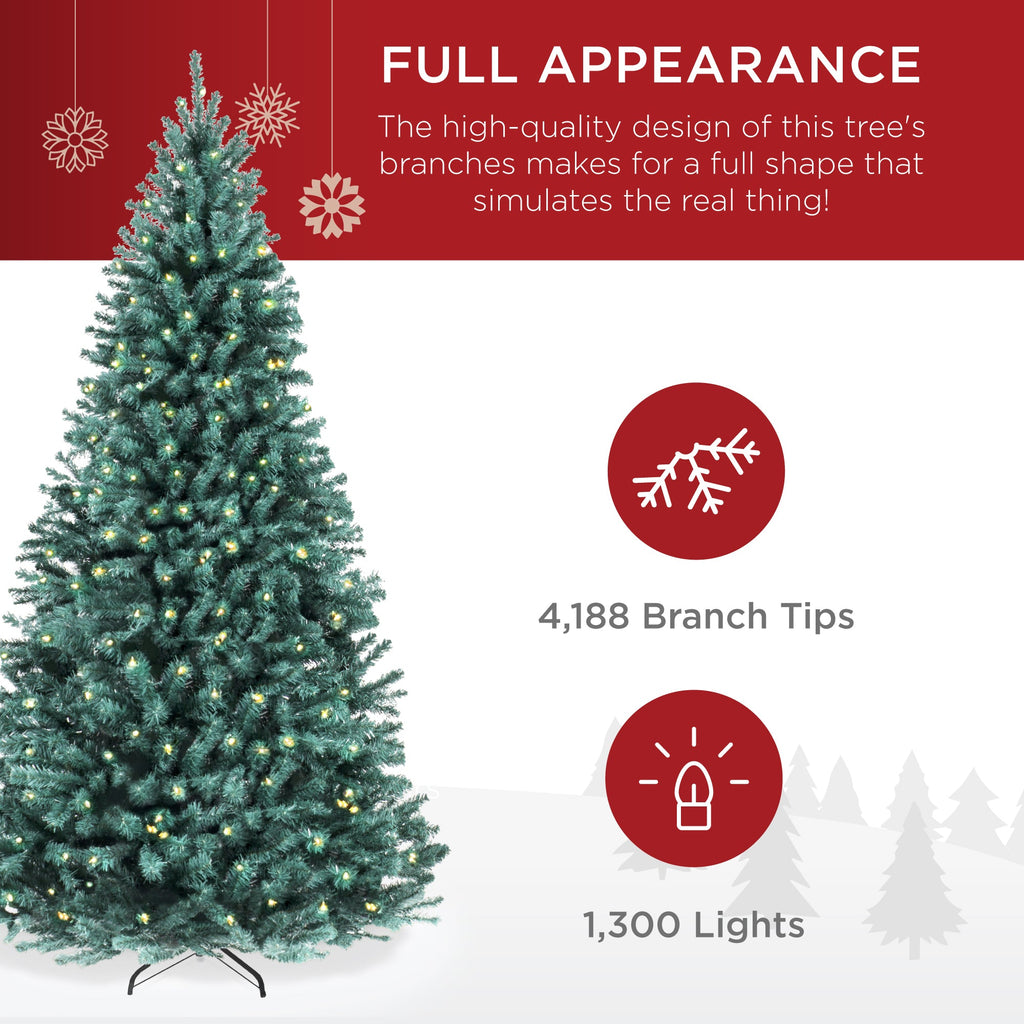 Pre-Lit Artificial Blue Spruce Christmas Tree w/Easy Assembly