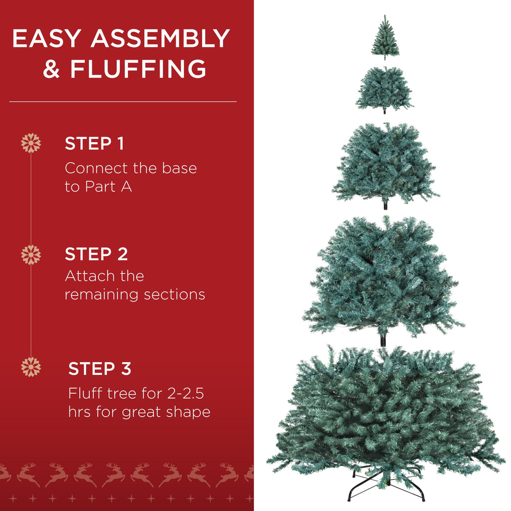 Pre-Lit Artificial Blue Spruce Christmas Tree w/Easy Assembly