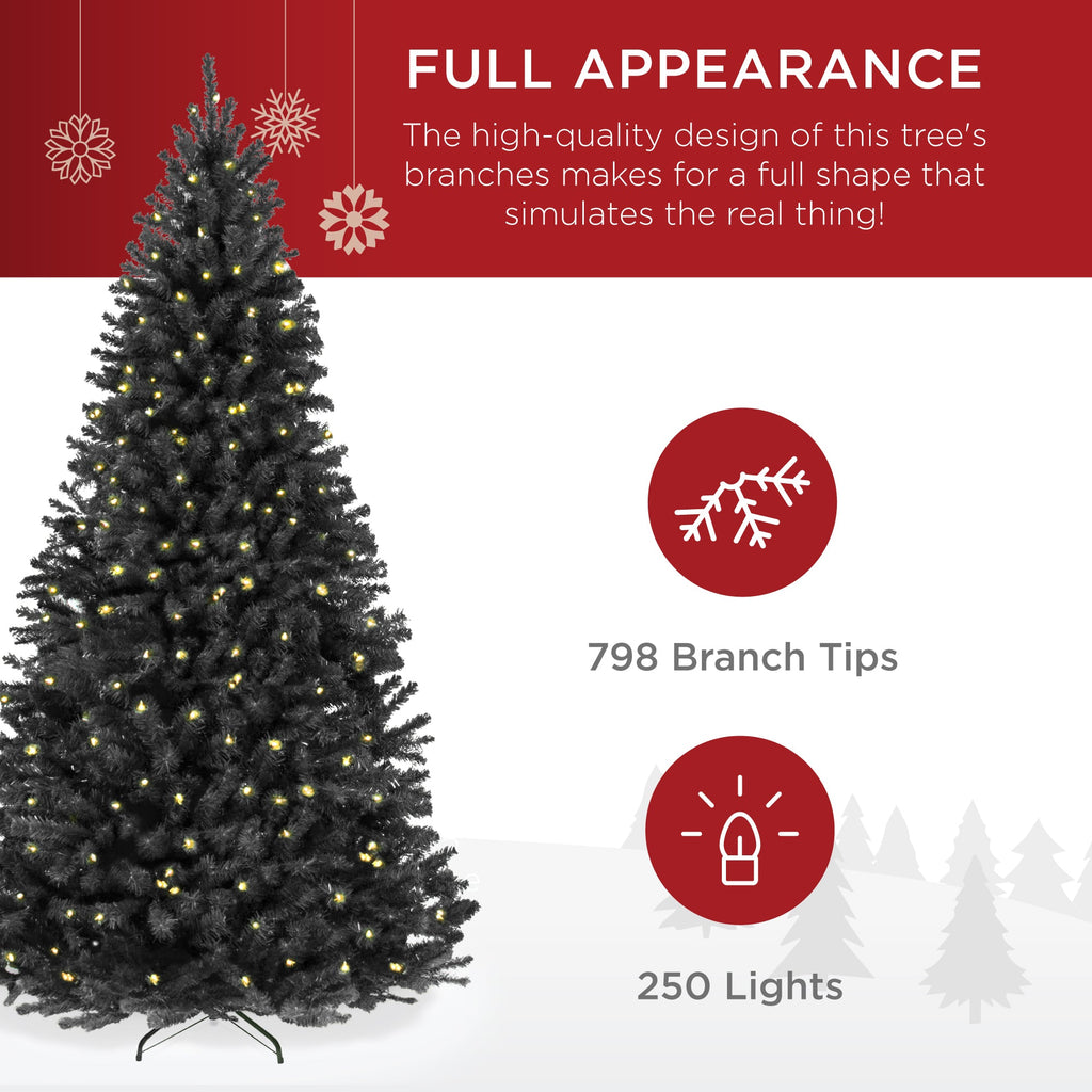 Pre-Lit Artificial Black Spruce Christmas Tree w/Easy Assembly