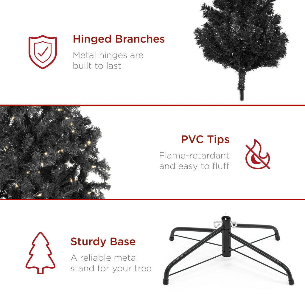 Pre-Lit Artificial Black Spruce Christmas Tree w/Easy Assembly