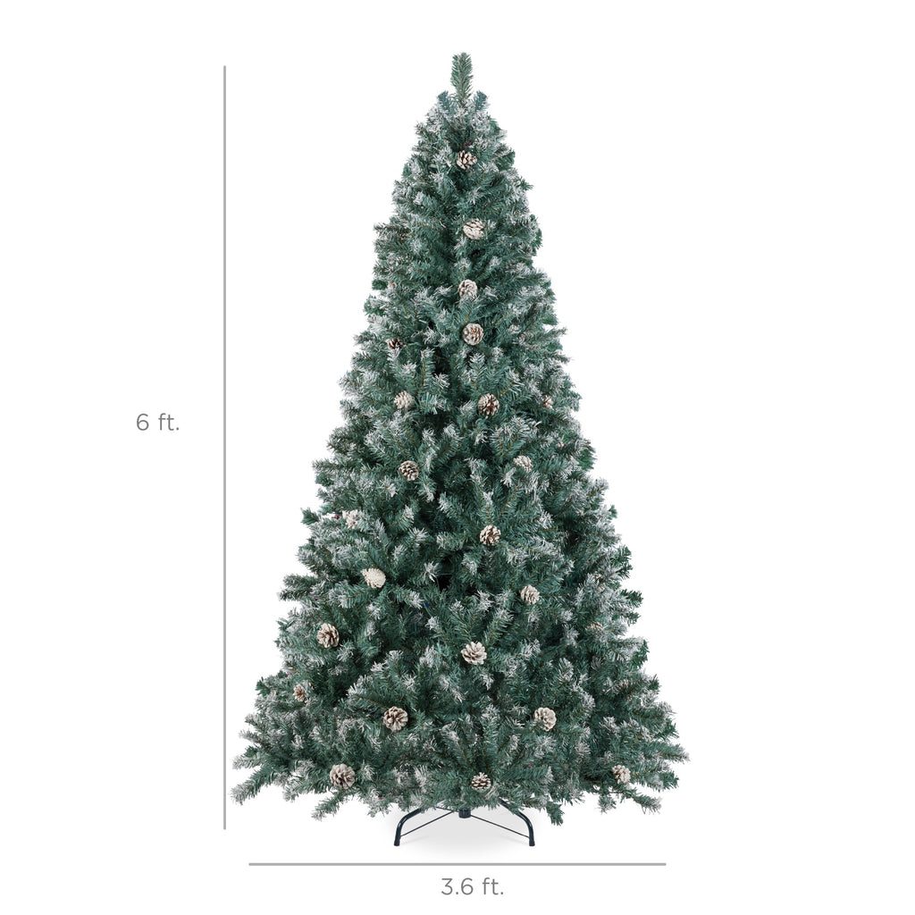 Pre-Decorated Christmas Tree w/ Pinecones Flocked Branch Tips