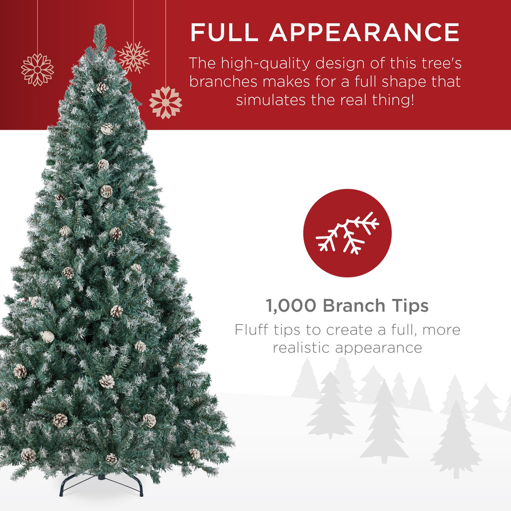 Pre-Decorated Christmas Tree w/ Pinecones Flocked Branch Tips