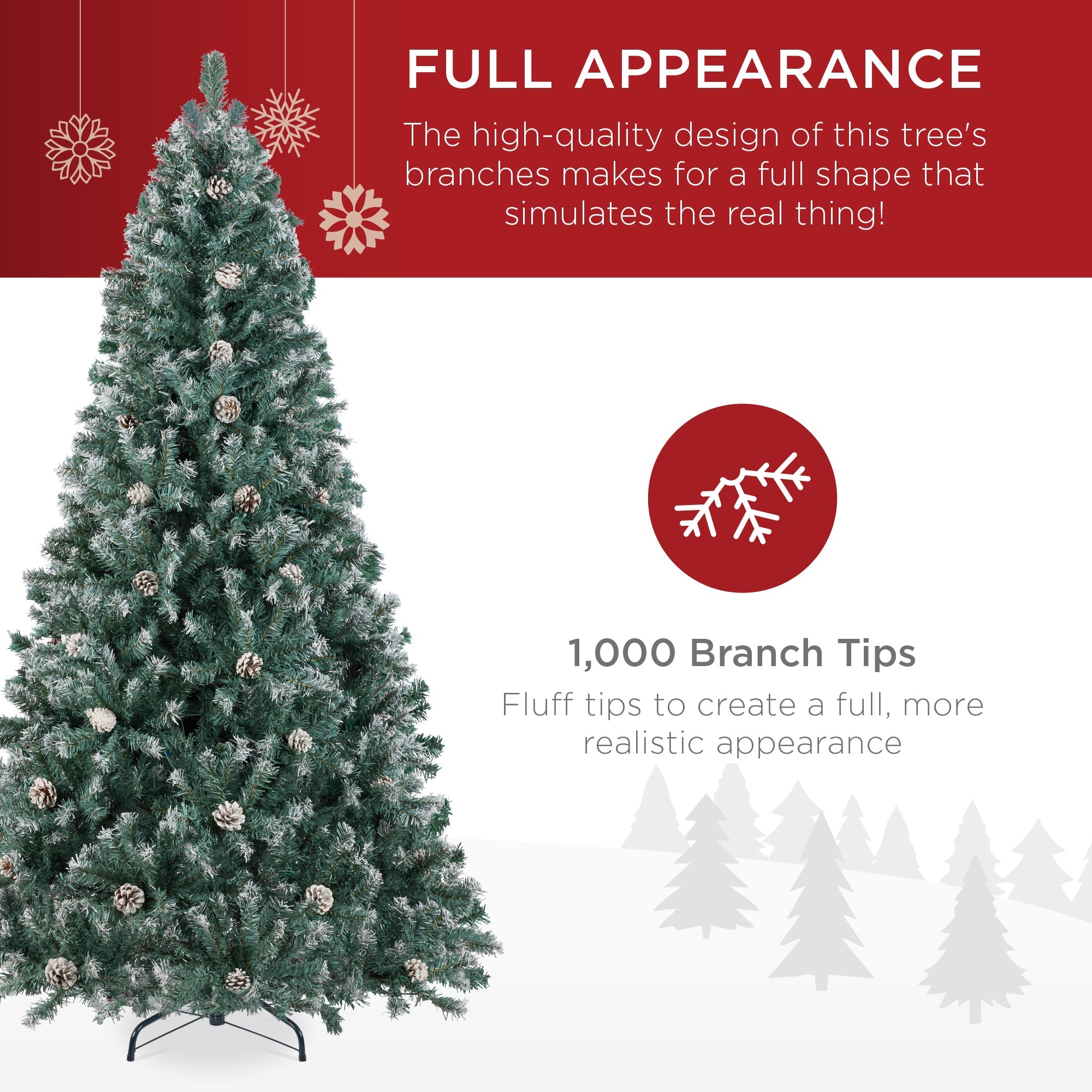 Pre-Decorated Christmas Tree w/ Pinecones Flocked Branch Tips