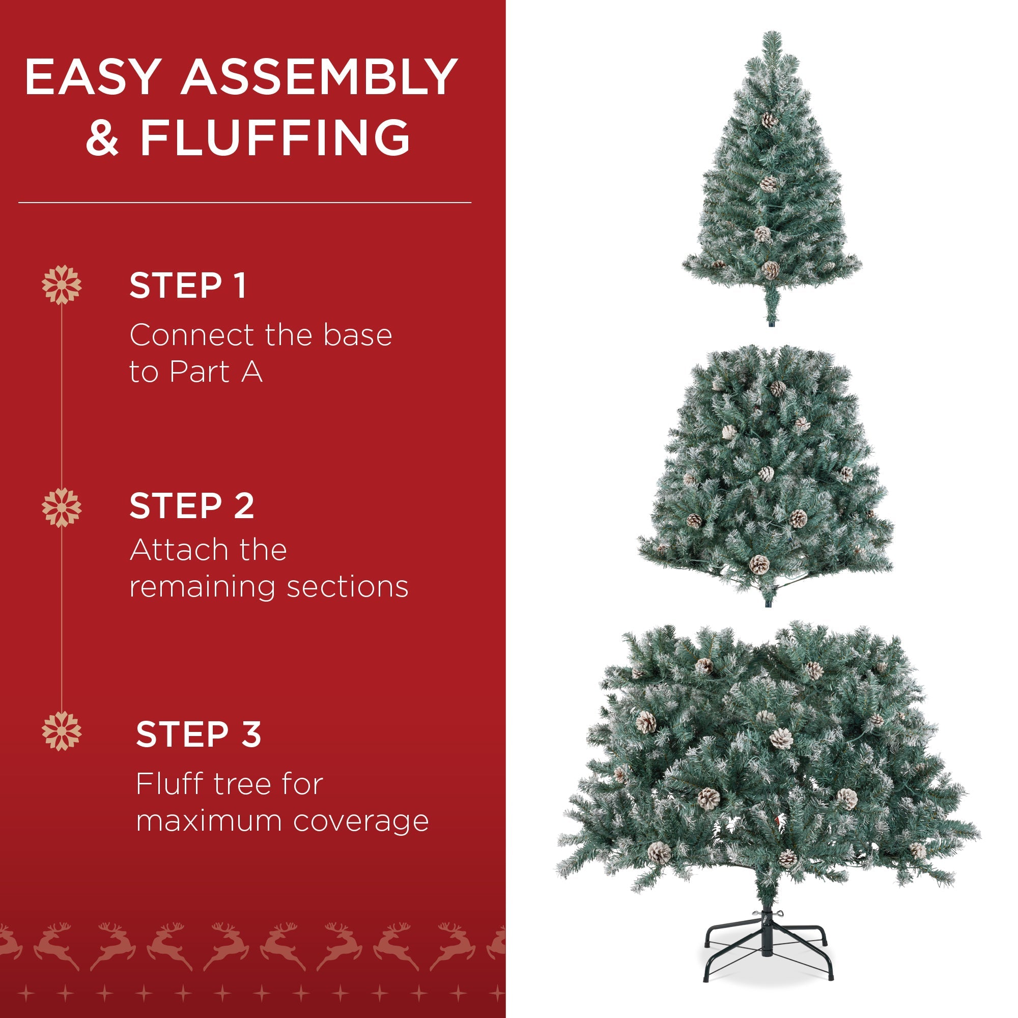 Pre-Decorated Christmas Tree w/ Pinecones Flocked Branch Tips