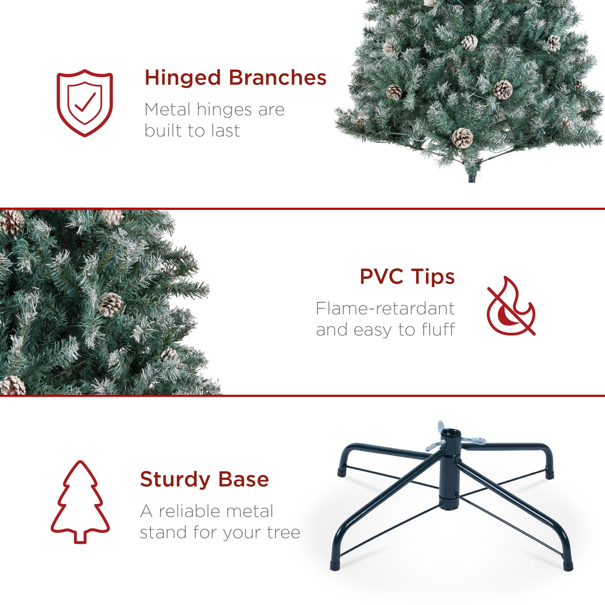 Pre-Decorated Christmas Tree w/ Pinecones Flocked Branch Tips