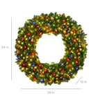 Pre-Lit Artificial Fir Christmas Wreath w/ Multicolor LED Lights PVC Tips