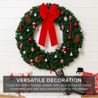 Pre-Lit Artificial Fir Christmas Wreath w/ Multicolor LED Lights PVC Tips