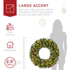 Pre-Lit Artificial Christmas Wreath w/Berries & Pinecones Lights