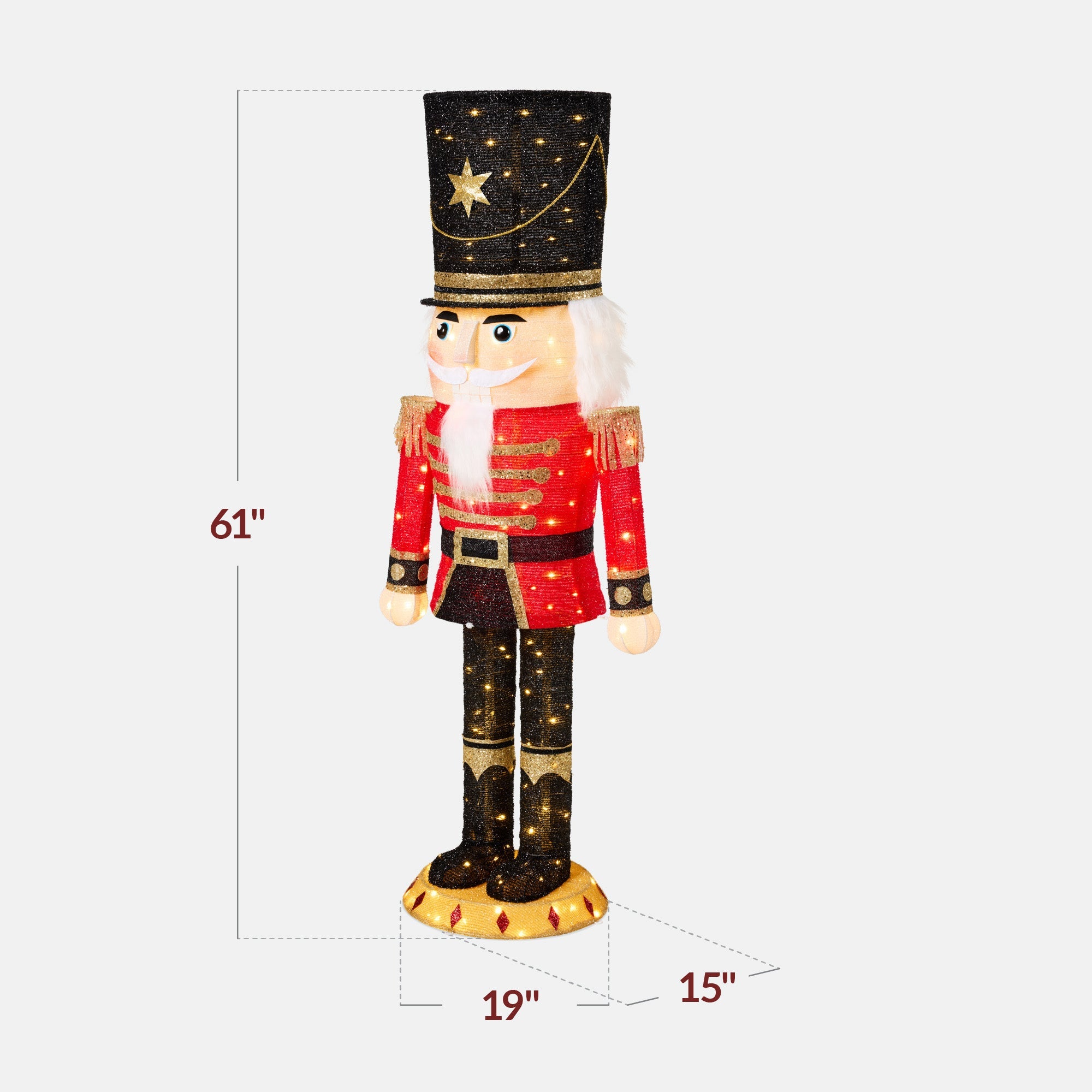 Pop Up Christmas Nutcracker w/150 LED Lights for Outdoor Indoor 5ft