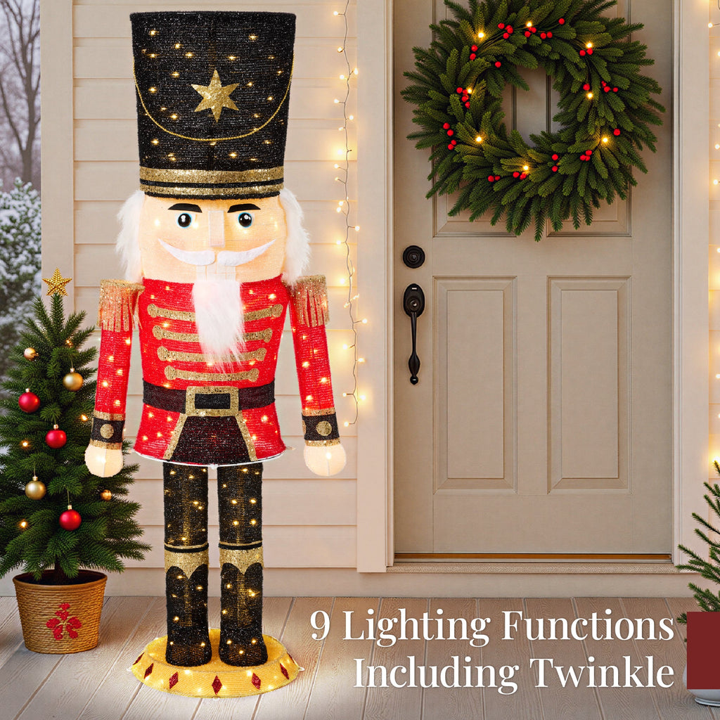 Pop Up Christmas Nutcracker w/150 LED Lights for Outdoor Indoor 5ft