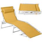 Portable Patio Chaise Lounge Chair Outdoor Recliner w/ Pillow