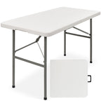 Portable Folding Plastic Dining Table w/ Handle Lock - 4ft