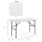 Portable Folding Plastic Dining Table w/ Handle Lock - 4ft