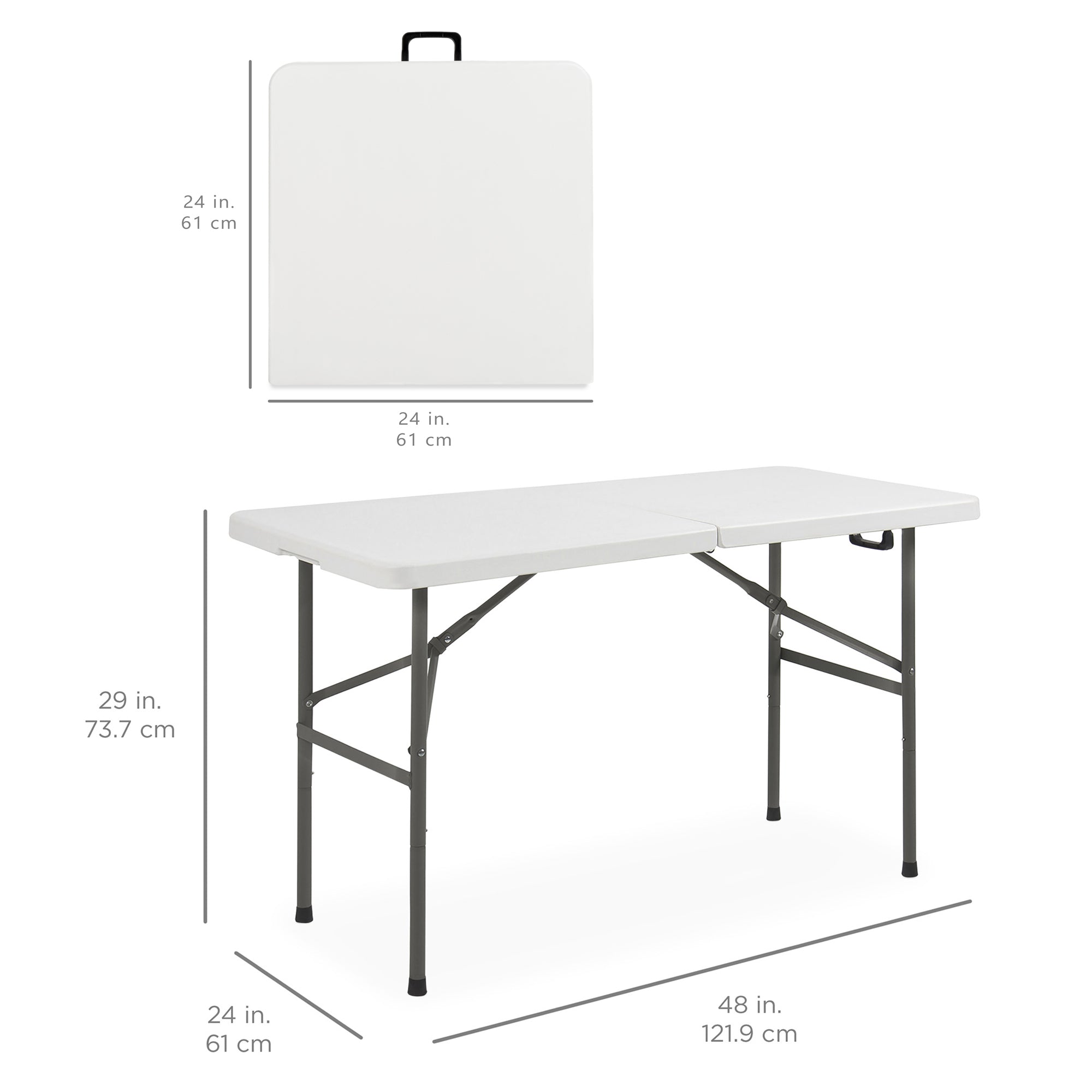 Portable Folding Plastic Dining Table w/ Handle Lock - 4ft