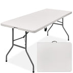 Portable Folding Plastic Dining Table w/ Handle Lock - 6ft