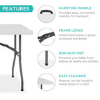 Portable Folding Plastic Dining Table w/ Handle Lock - 6ft