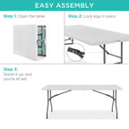 Portable Folding Plastic Dining Table w/ Handle Lock - 6ft