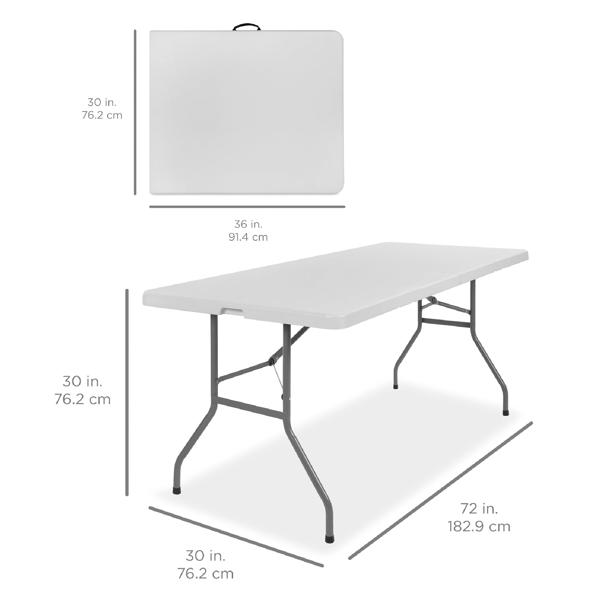 Portable Folding Plastic Dining Table w/ Handle Lock - 6ft