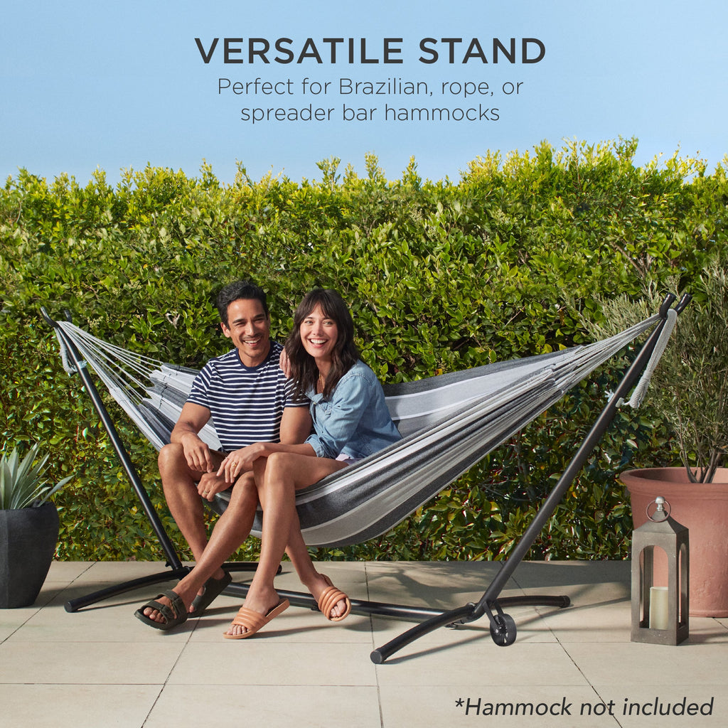 Portable Heavy-Duty Steel Hammock Stand w/ Built-In Wheel Case - 9ft