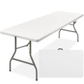 Portable Folding Plastic Dining Table w/ Handle Lock - 8ft
