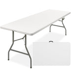 Portable Folding Plastic Dining Table w/ Handle Lock - 8ft
