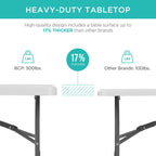 Portable Folding Plastic Dining Table w/ Handle Lock - 8ft