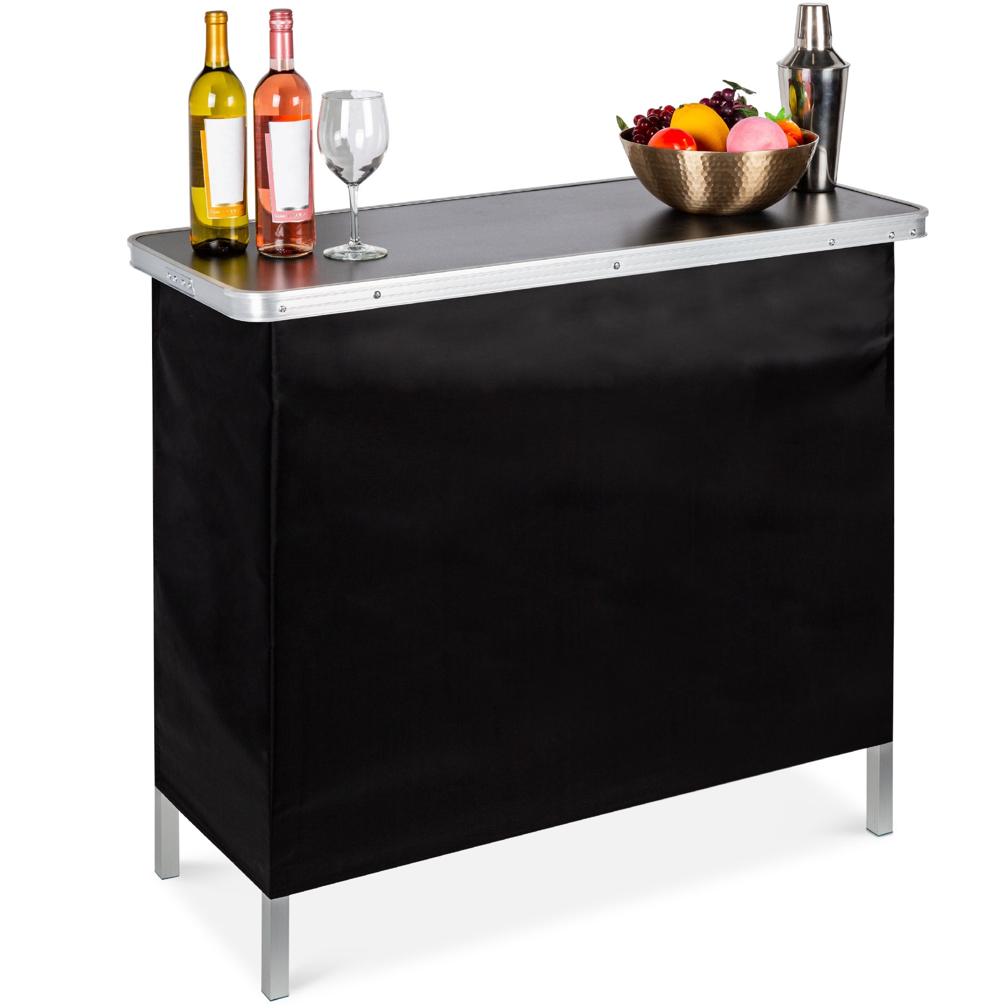 Portable Pop-Up Bar Table w/ Carrying Case Removable Skirt
