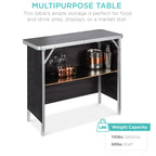 Portable Pop-Up Bar Table w/ Carrying Case Removable Skirt
