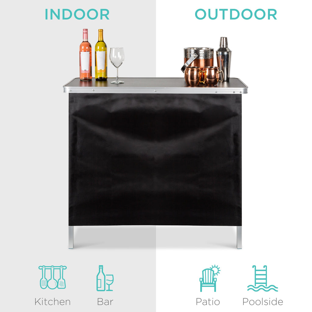 Portable Pop-Up Bar Table w/ Carrying Case Removable Skirt