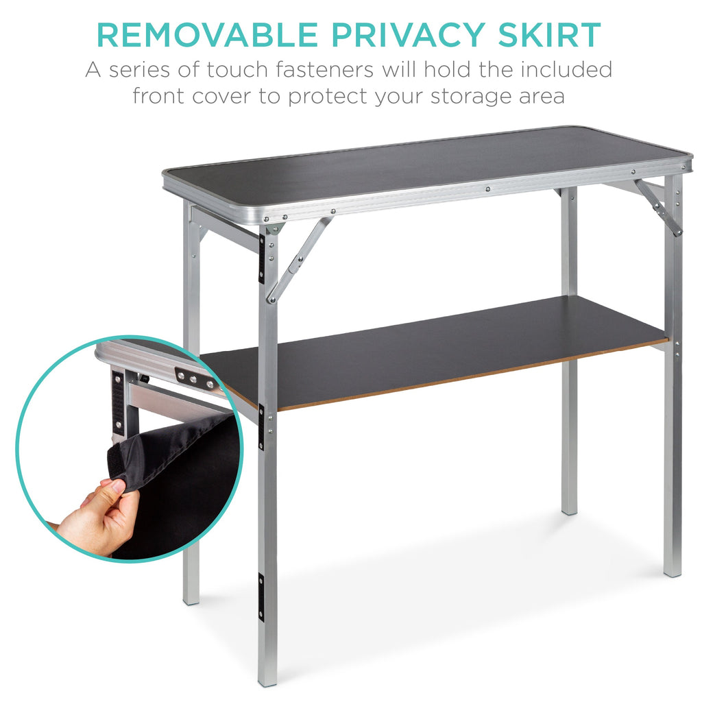 Portable Pop-Up Bar Table w/ Carrying Case Removable Skirt