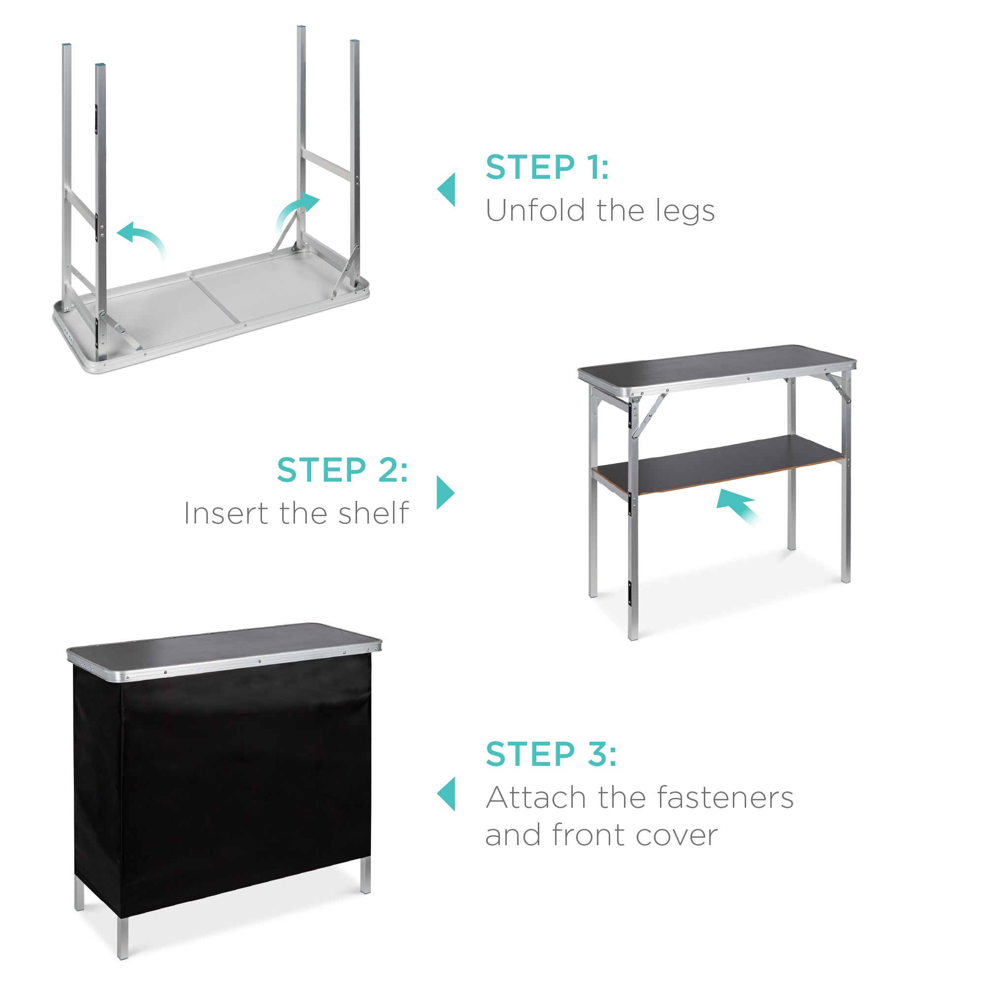 Portable Pop-Up Bar Table w/ Carrying Case Removable Skirt