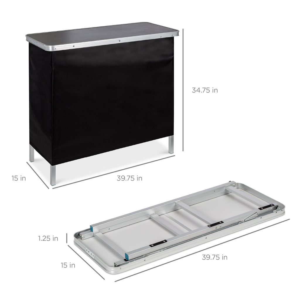 Portable Pop-Up Bar Table w/ Carrying Case Removable Skirt