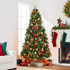 Pre-Lit Artificial Green Spruce Christmas Tree w/Easy Assembly