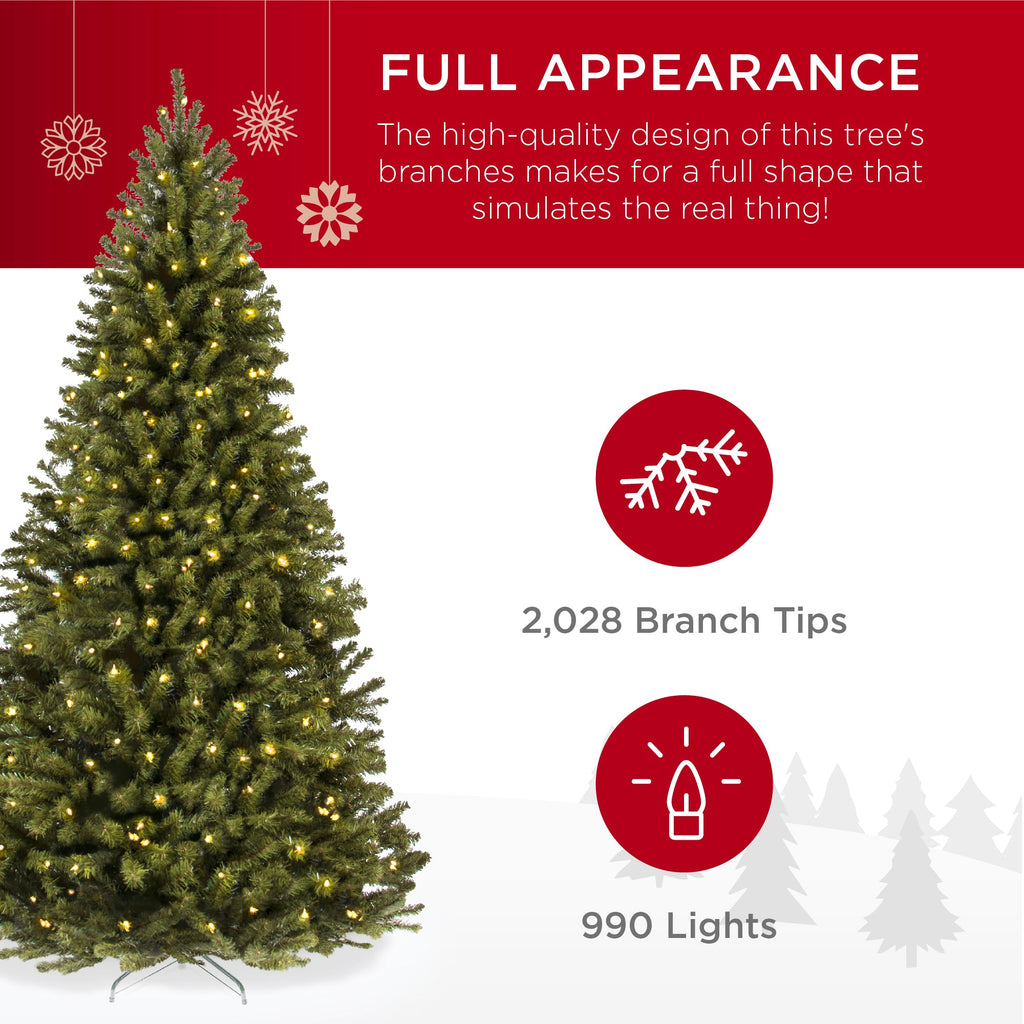 Pre-Lit Artificial Green Spruce Christmas Tree w/Easy Assembly