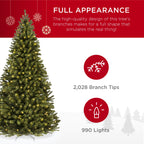Pre-Lit Artificial Green Spruce Christmas Tree w/Easy Assembly