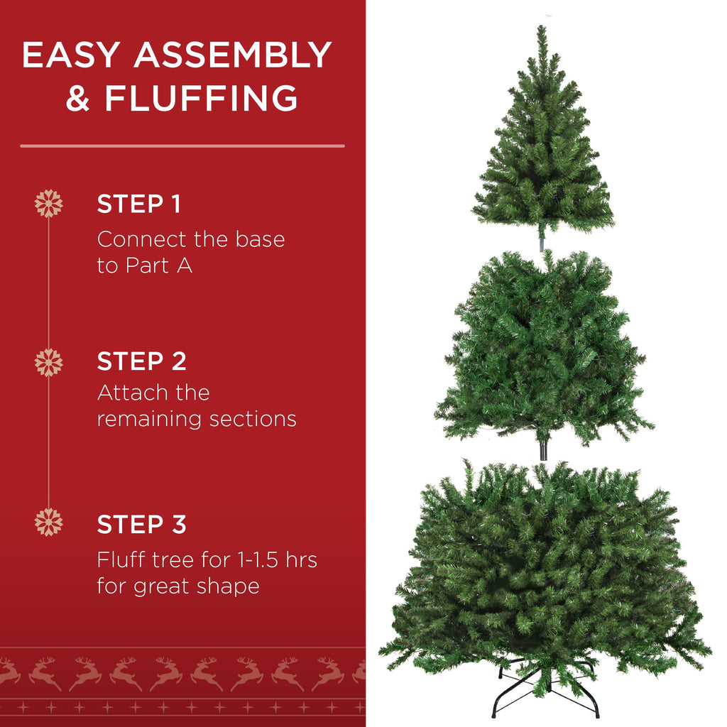 Pre-Lit Artificial Green Spruce Christmas Tree w/Easy Assembly