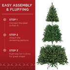 Pre-Lit Artificial Green Spruce Christmas Tree w/Easy Assembly