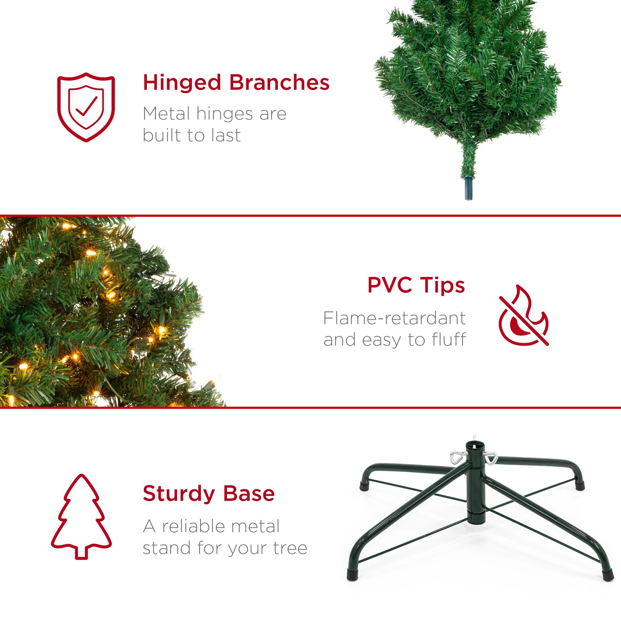 Pre-Lit Artificial Green Spruce Christmas Tree w/Easy Assembly