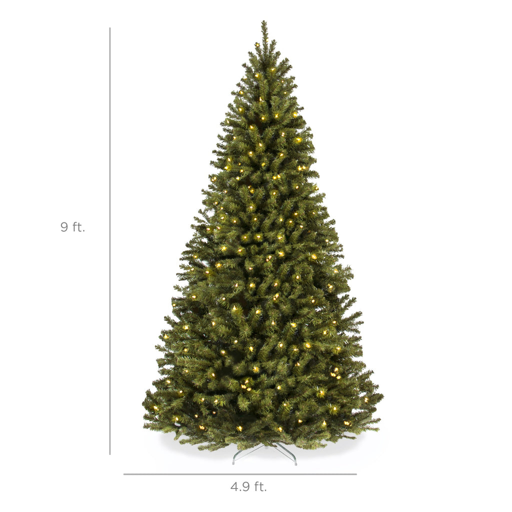 Pre-Lit Artificial Green Spruce Christmas Tree w/Easy Assembly