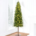 Pre-Lit Artificial Alpine Slim Pencil Christmas Tree w/ LED Lights Stand