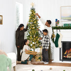 Pre-Lit Artificial Alpine Slim Pencil Christmas Tree w/ LED Lights Stand