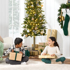 Pre-Lit Artificial Alpine Slim Pencil Christmas Tree w/ LED Lights Stand