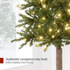 Pre-Lit Artificial Alpine Slim Pencil Christmas Tree w/ LED Lights Stand