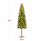 Pre-Lit Artificial Alpine Slim Pencil Christmas Tree w/ LED Lights Stand