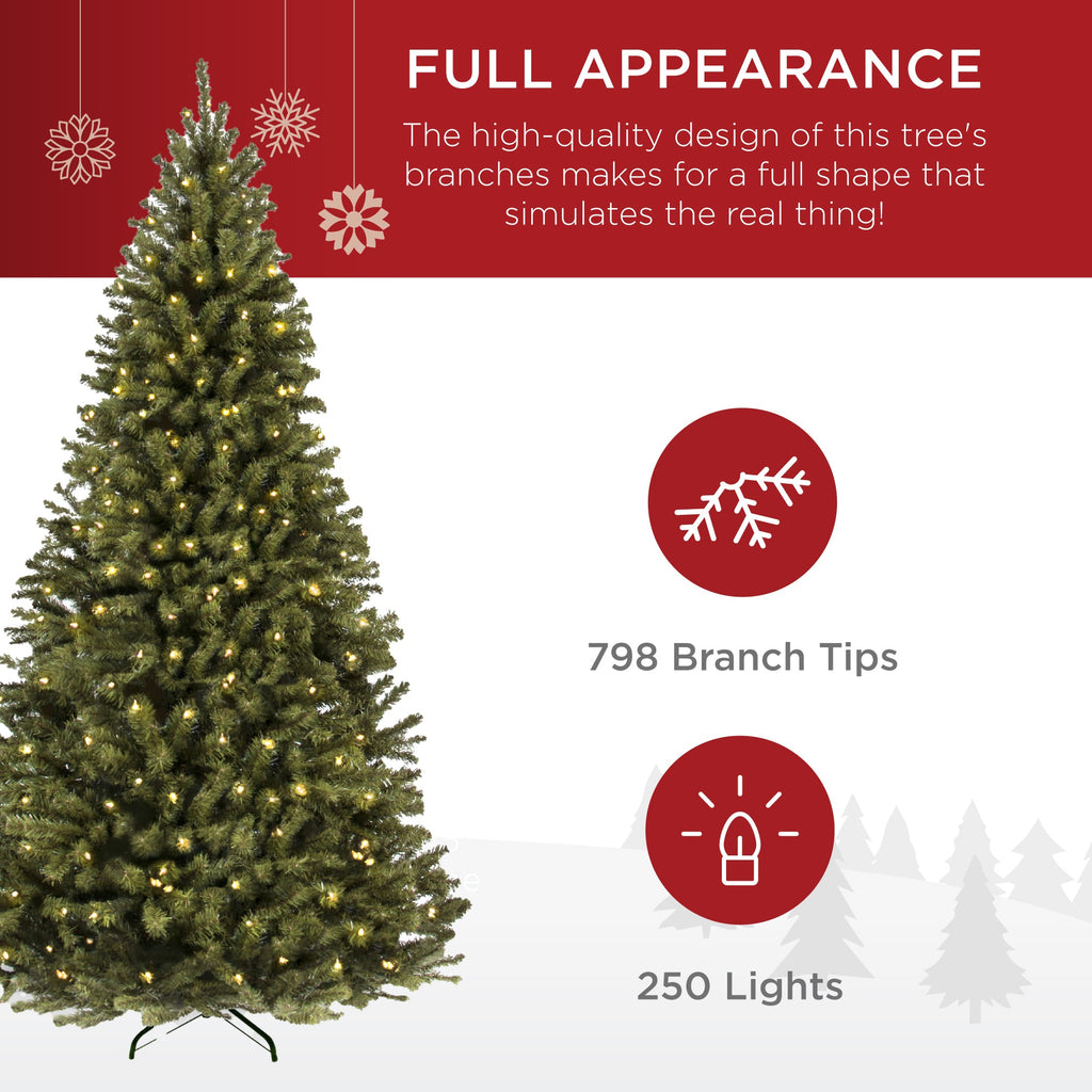 Pre-Lit Artificial Green Spruce Christmas Tree w/Easy Assembly